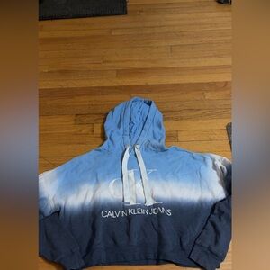 Calvin Klein Blue and White Ombre Hoodie cropped